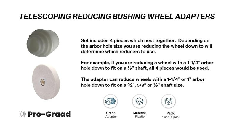 Pro-Grade Bench Grinder Arbor Adapter Wheel Bushings, Reducing Bushing Arbor Adapters for 3/4" Thick Bench Grinding Wheels with 1-1/4” or 1” Hole, Arbor Adapter Reduces to ¾”, 5/8”, ½” Shaft Sizes - Image 4